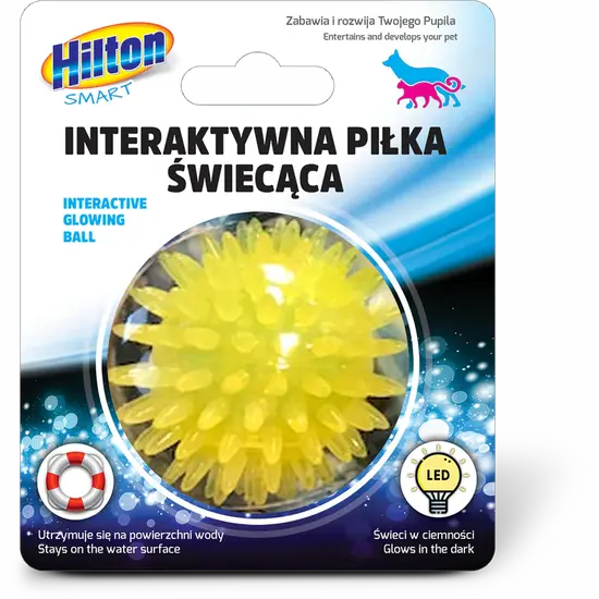 Hilton_zolta_swiecaca_pilka_zabawka_dla_psa_kota