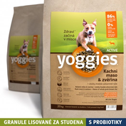 20 kg, Yoggies Active kačica a zverina, granule lisované za studena s probiotikami